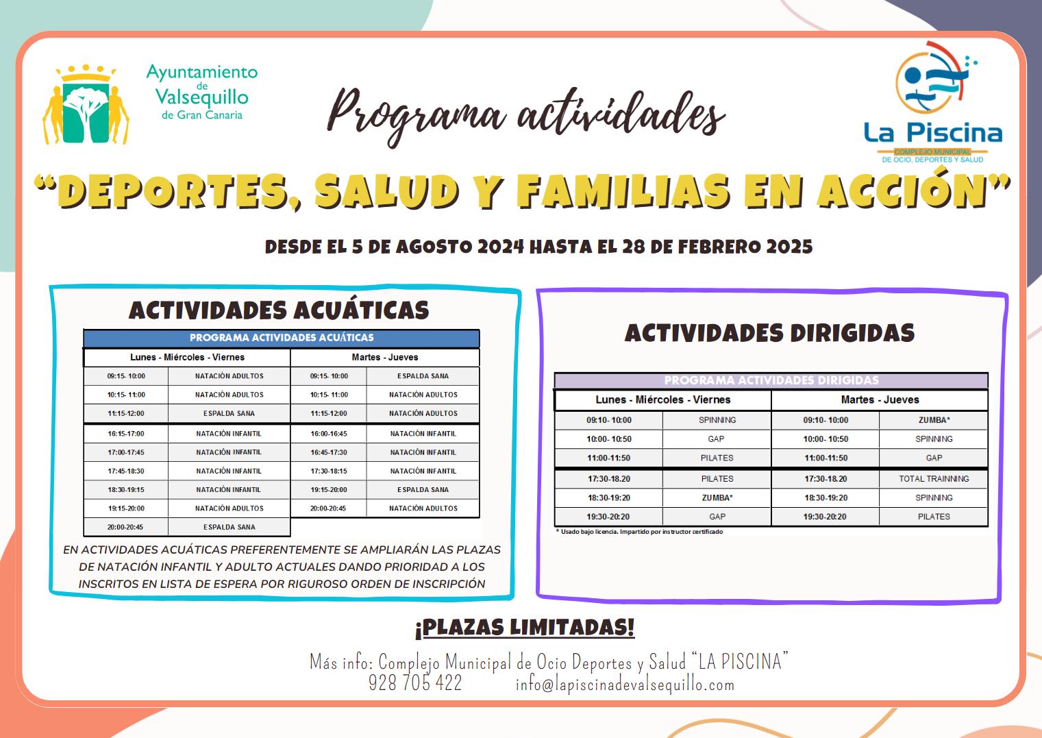 Featured image for “Abiertas las inscripciones para las actividades dirigidas en el  complejo de Ocio, Deportes y Salud «La Piscina»”