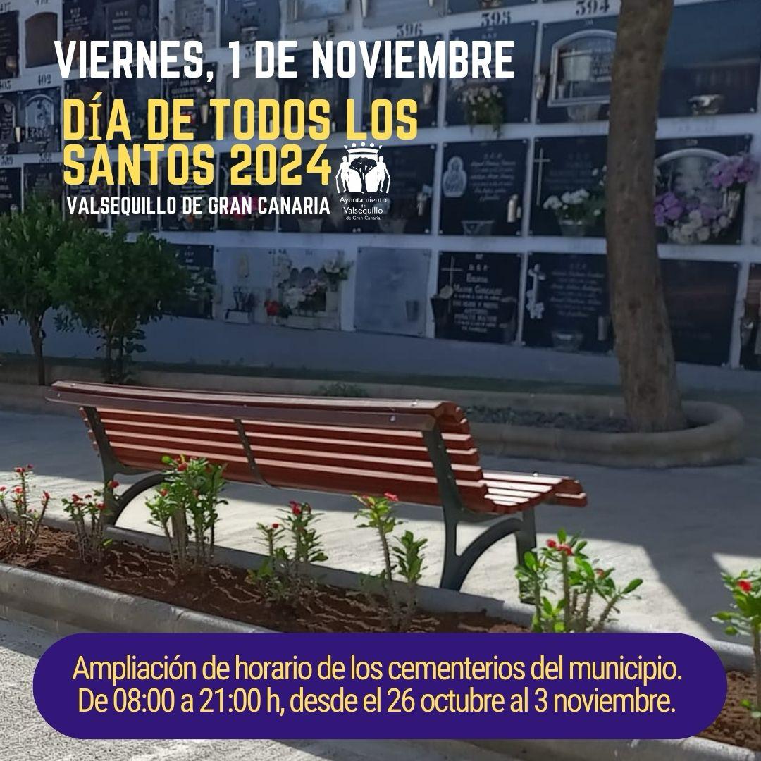 Cartel de horario especial del cementerio